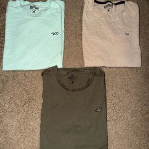 Hollister Men's T-Shirt Trio - Mint, Beige, Olive